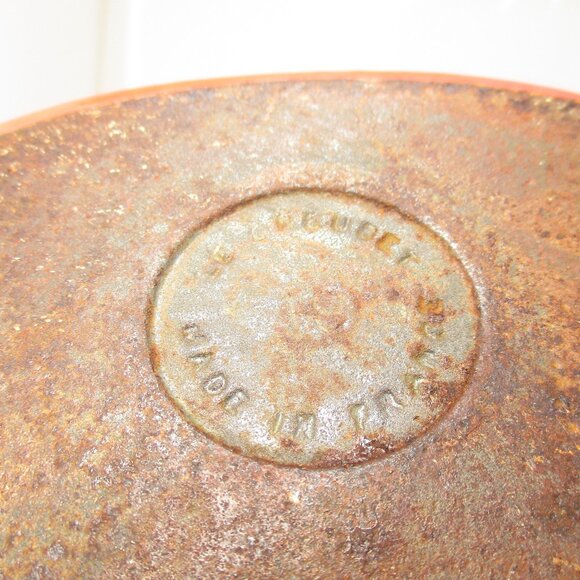 Small Vintage Le Creuset No.18 Cast Iron Casserole Pot Dish Oval Orange Made in - Picture 7 of 9